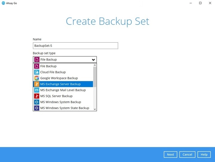 Create backup set