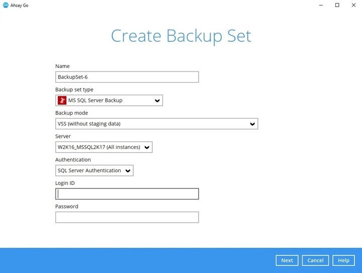 Create Backup Set