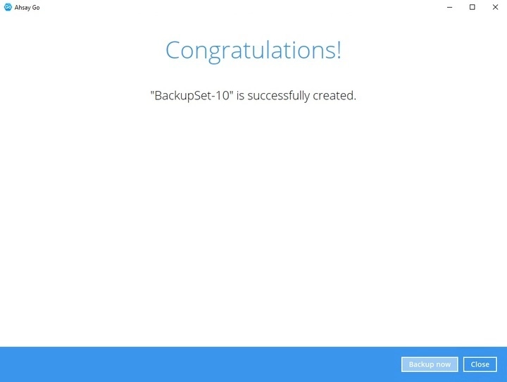 Backup Set Created