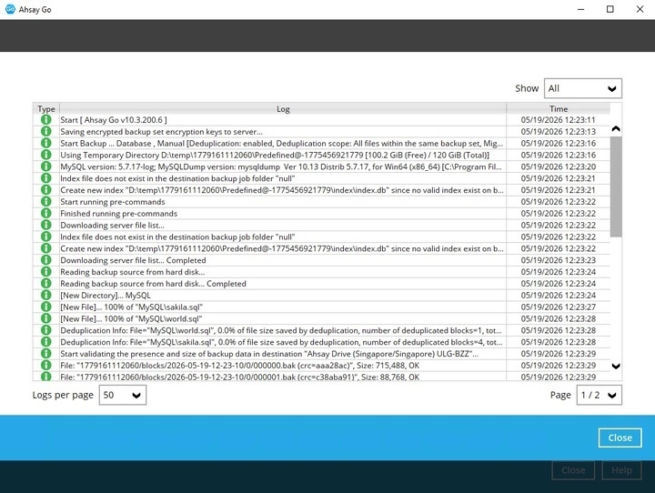 Backup Logs