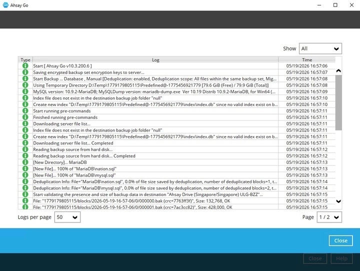 Backup Logs