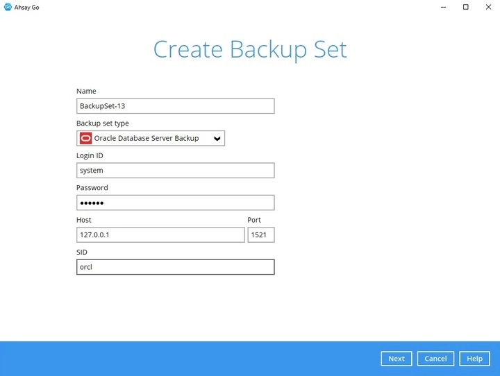 Create Backup Set