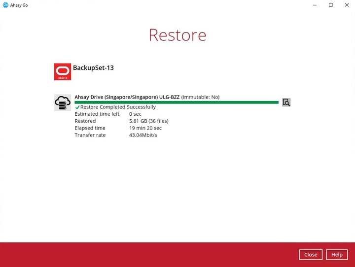 Restore Completed