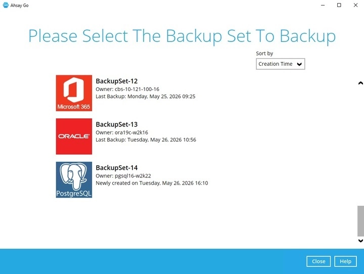 Select Backup Set