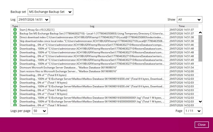 Restore Report Logs