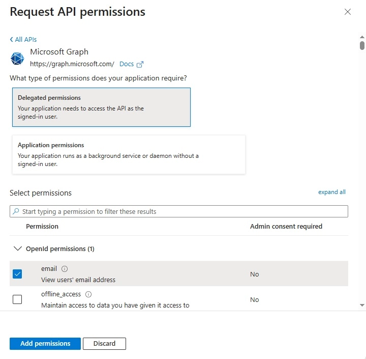 Delegated permissions