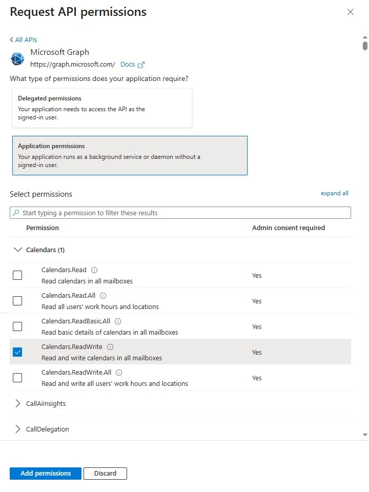 Application permissions