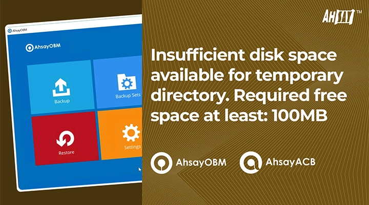 Insufficient disk space available for temporary directory. Required free space at least 100MB